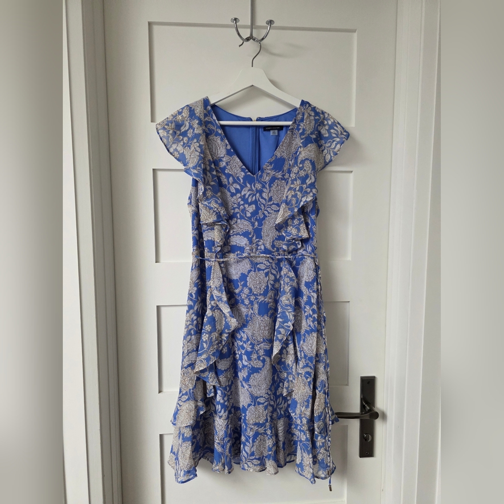 Floral Blue and Cream Dress